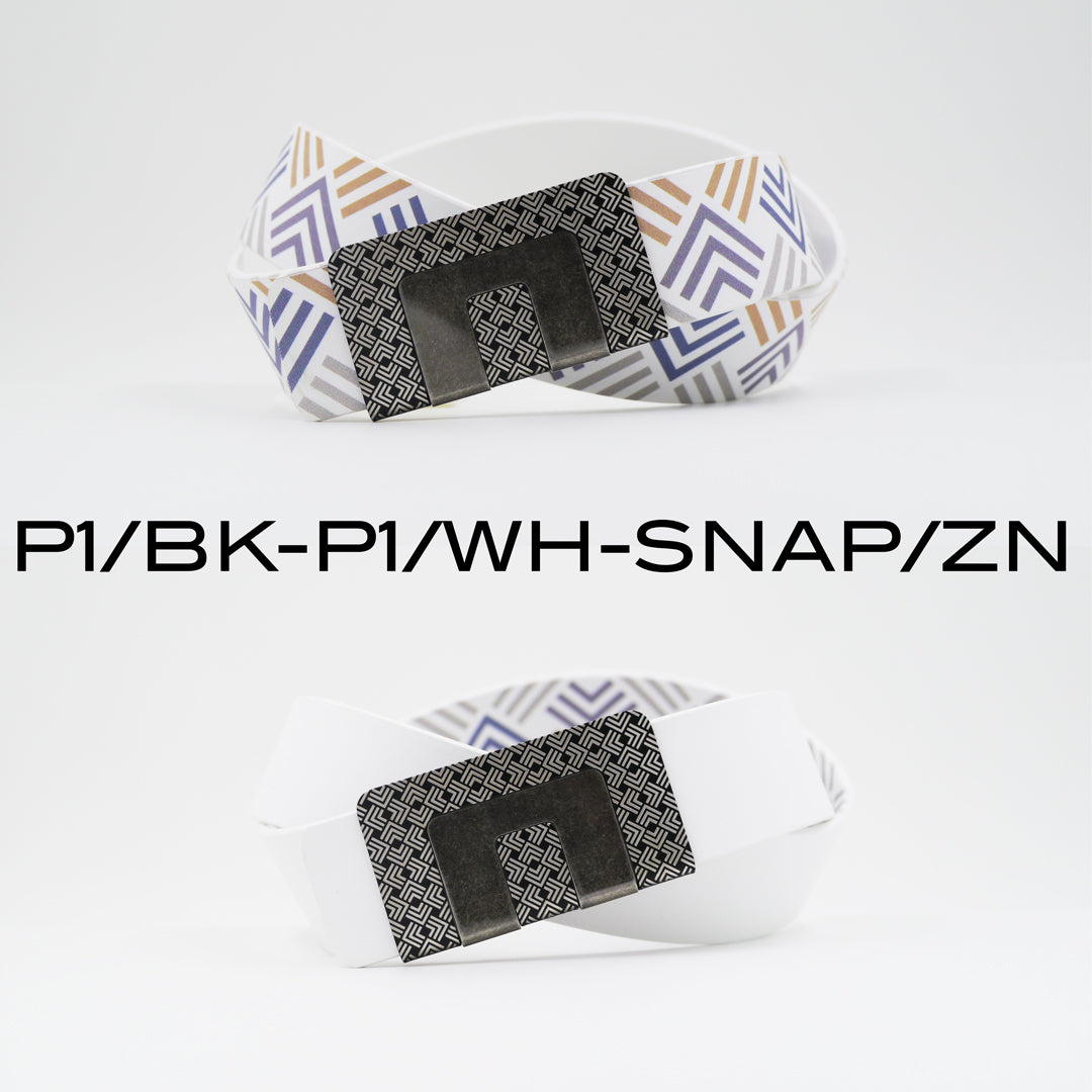 MIN BELT - BLACK P1 BUCKLE, WHITE P1 STRAP